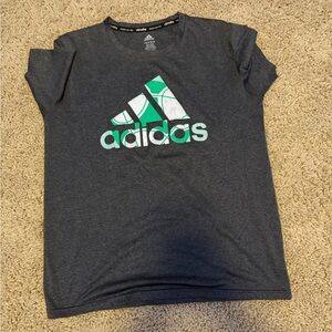 Adidas Kids Gray T-Shirt with Green and White Logo